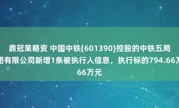 鼎冠策略资 中国中铁(601390)控股的中铁五局集团有限公司新增1条被执行人信息，执行标的794.66万元
